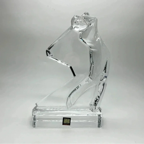 HOYA Crystal Glass Golfer Figurine 7.5" Made In Japan Original Sticker- RETIRED - Picture 1 of 7